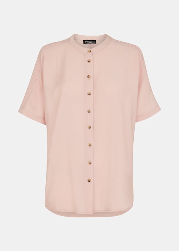Pink Maisie Shirred Sleeve Blouse