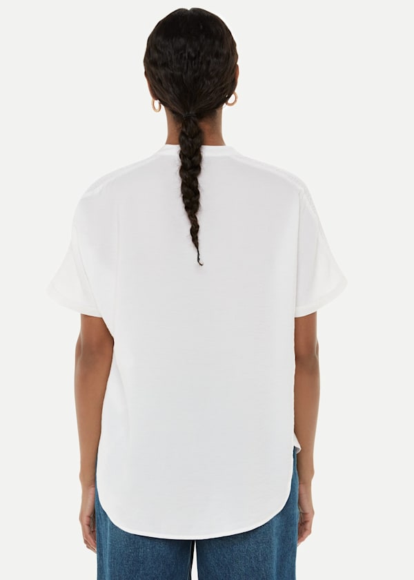 White Maisie Shirred Sleeve Blouse