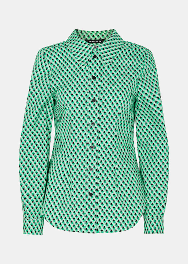 Green Crosshatch Slim Shirt