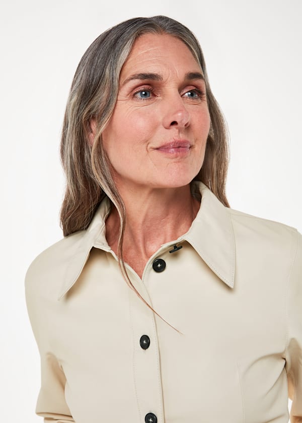 Ivory Kelly Slim Leather Shirt