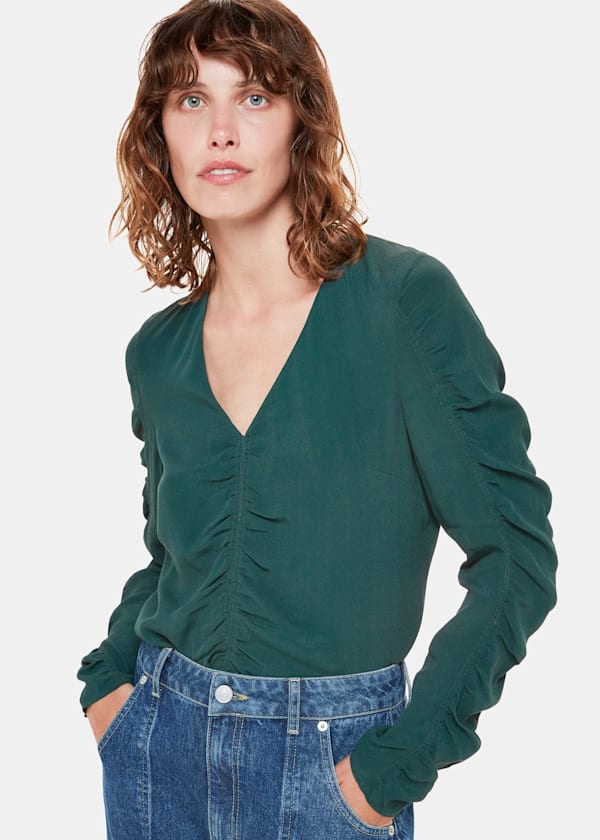 Forest Green Lilly Gather Front Top