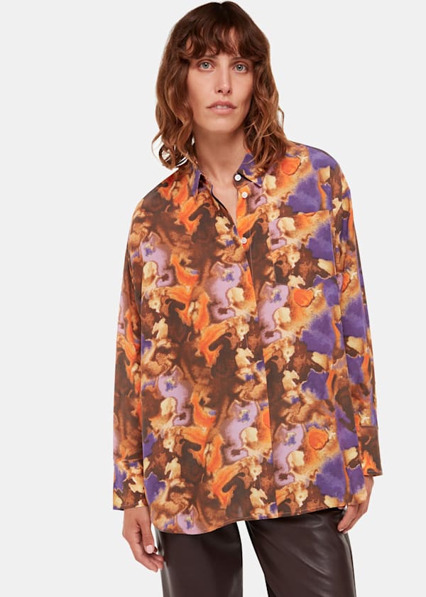 Multicolour Sprayed Texture Silk Shirt