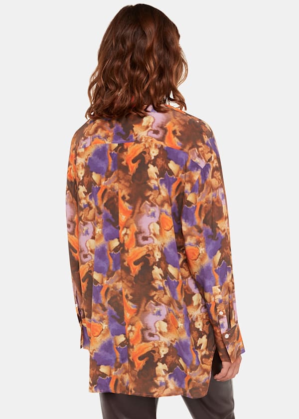 Multicolour Sprayed Texture Silk Shirt