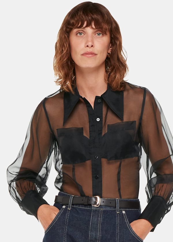 Black Penelope Silk Organza Shirt