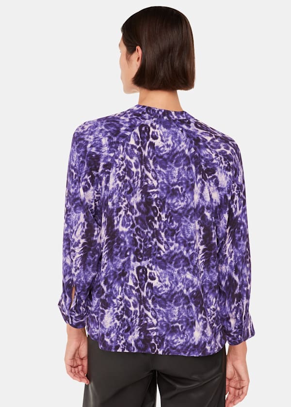 Purple Glossy Leopard Raglan Shirt