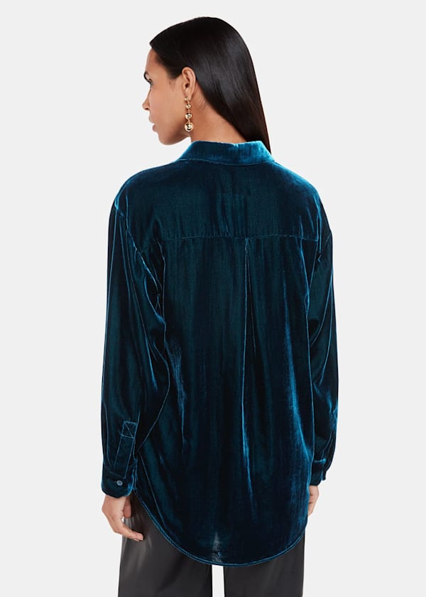 Teal Velvet Oversized Shirt
