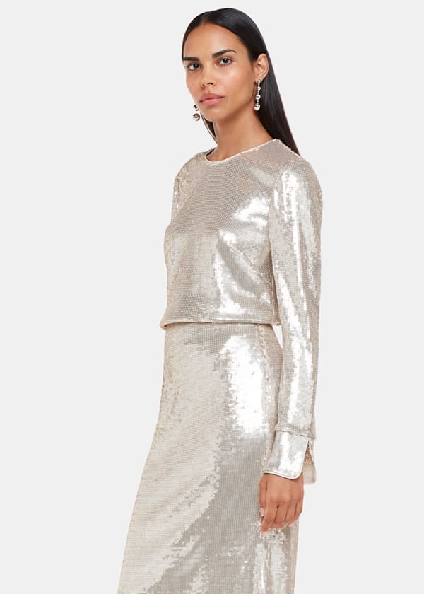 Silver Sequin Minimal Tunic Top