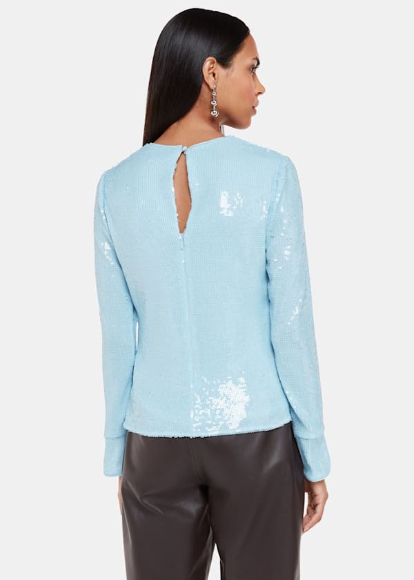 Pale Blue Sequin Minimal Tunic Top