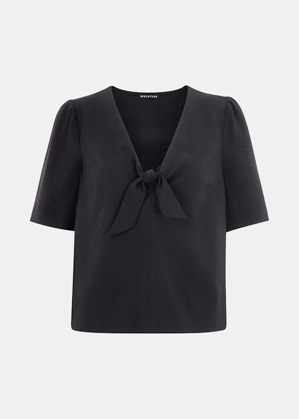 Black Nicola Bow Front Top