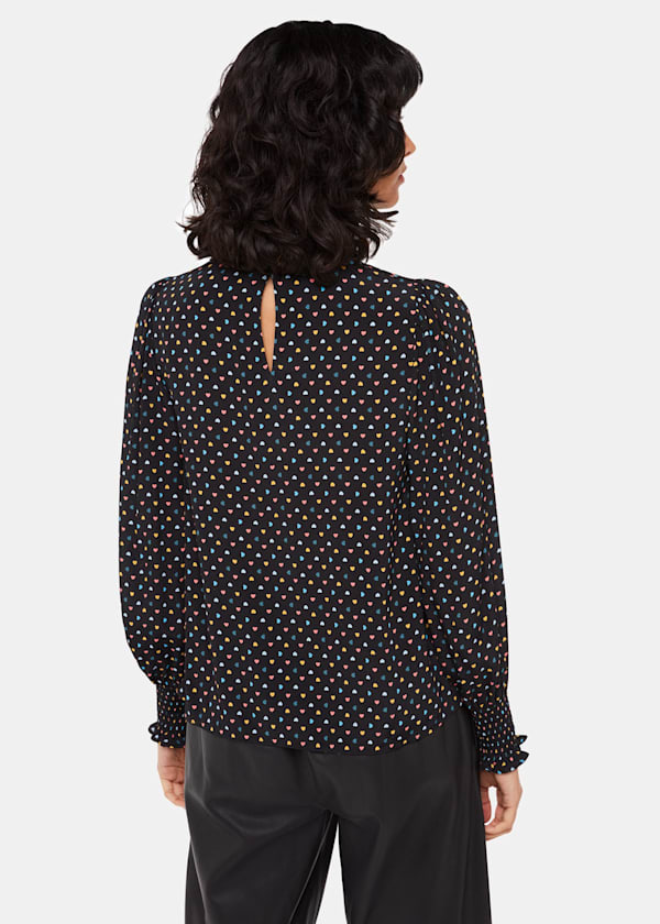 Black Scattered Hearts Blouse