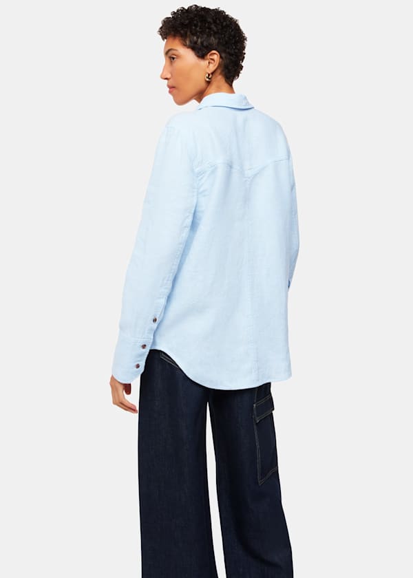 Blue Linen Relaxed Fit Shirt