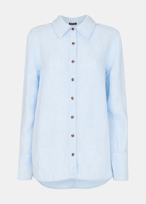 Blue Linen Relaxed Fit Shirt