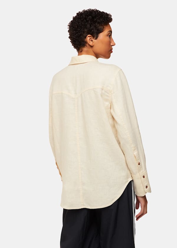 Ivory Linen Relaxed Fit Shirt