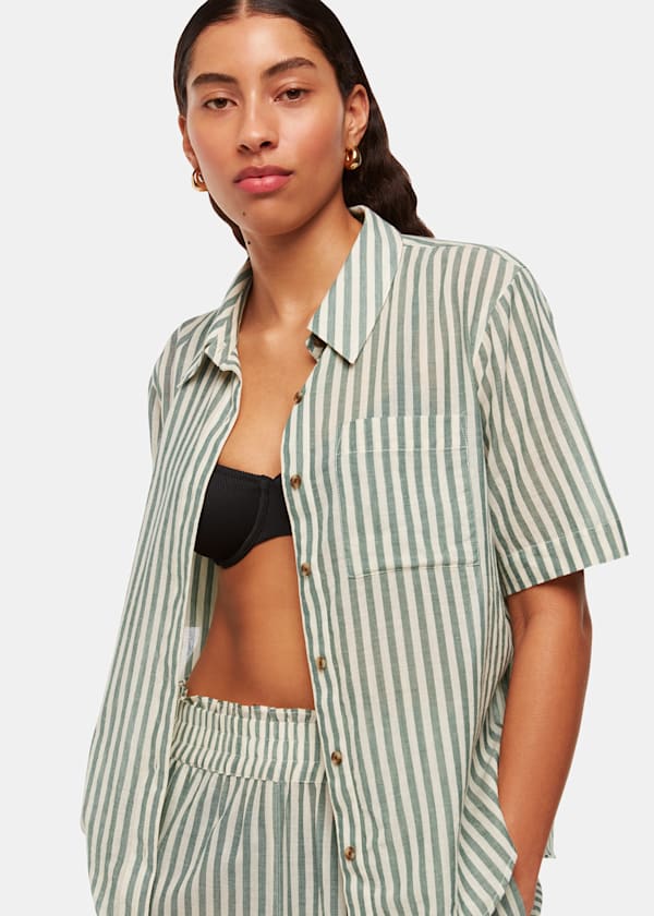 Green Stripe Beach Shirt