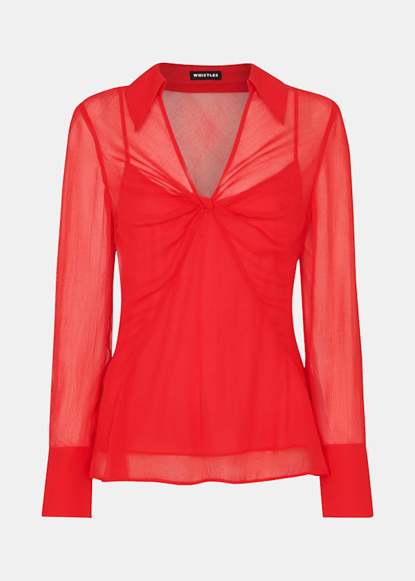 Red Emilia Twist Front Blouse
