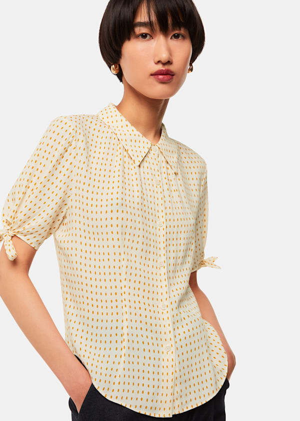 Ivory Oval Spot Tie Sleeve Shirt