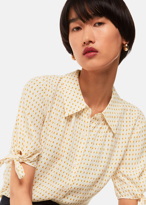 Ivory Oval Spot Tie Sleeve Shirt