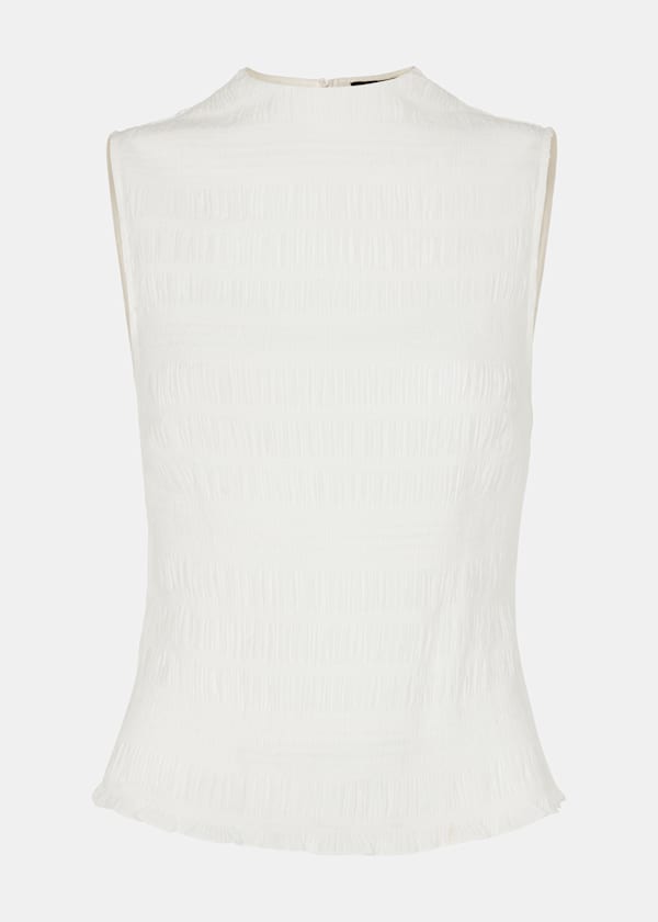 White Plisse Sleeveless Top