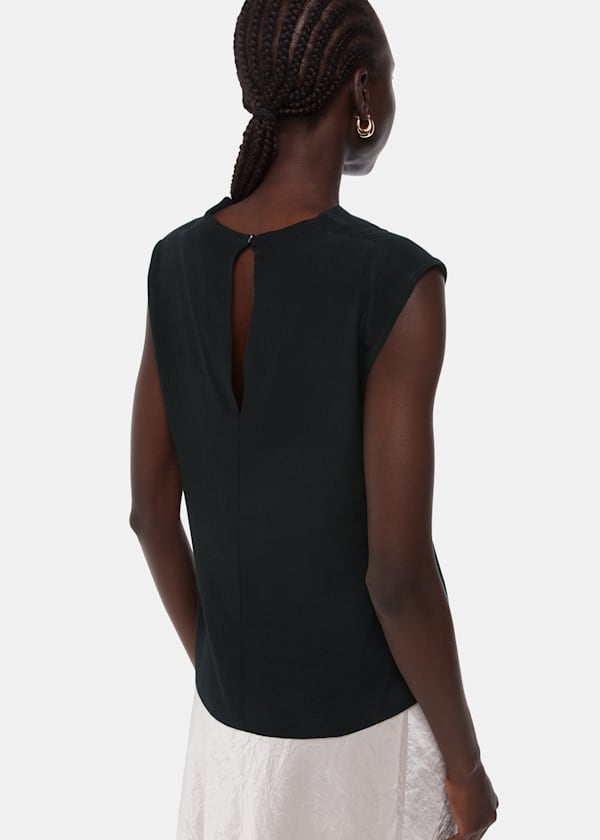 Black Textured Sleeveless Tank