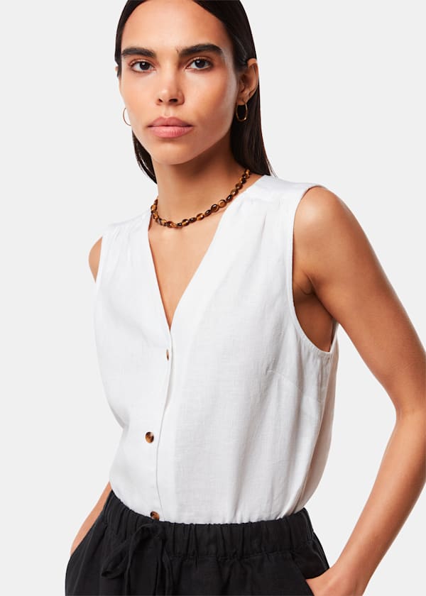 White Laura Linen Tank