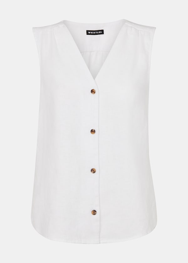 White Laura Linen Tank
