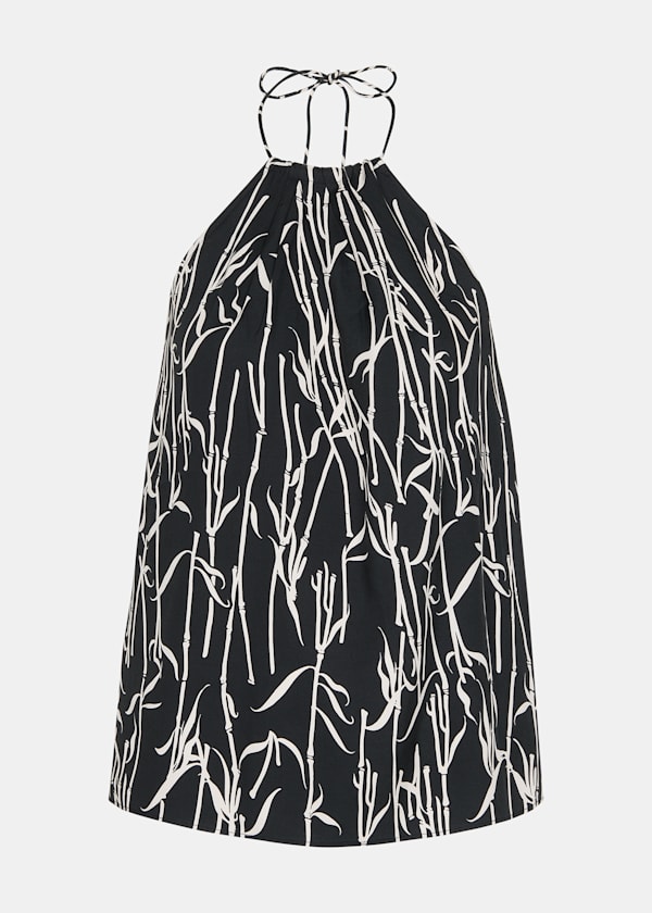Black and White Bamboo Shoots Halterneck