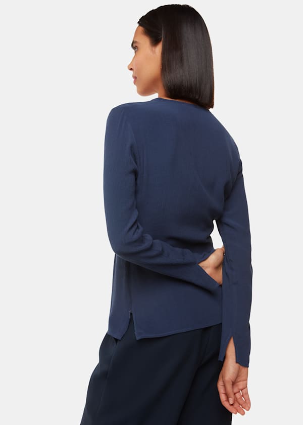 Blue Twist Front Textured Top