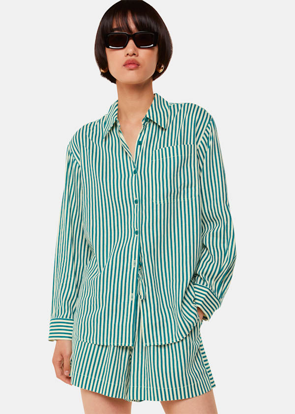 Stripe Linen Blend Shirt