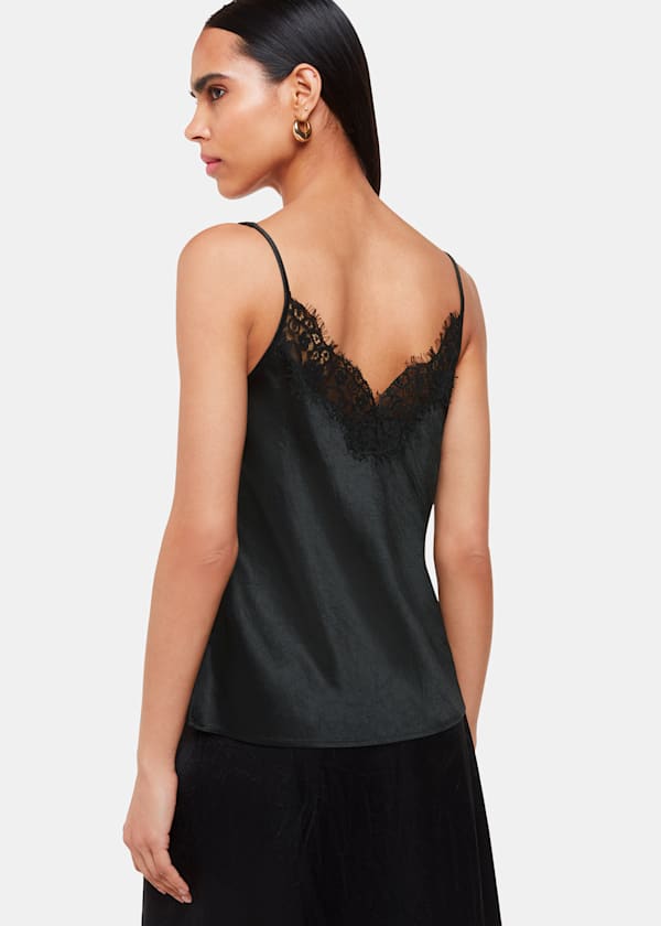 Black Lace Trim Cami Top