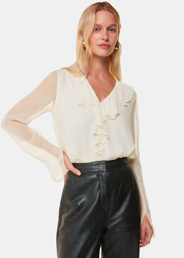 Ivory Ruffle Collar Detail Blouse