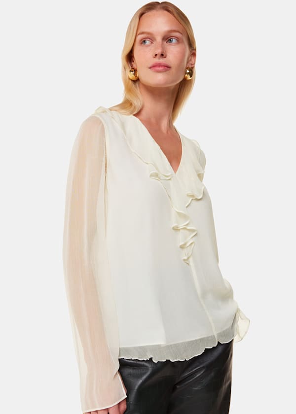 Ivory Ruffle Collar Detail Blouse