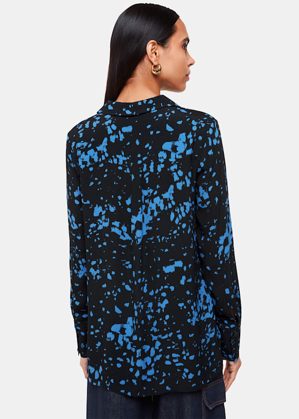 Black Smudged Spot Print Shirt
