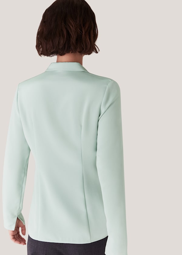Pale Blue Silk Blend V Neck Shirt