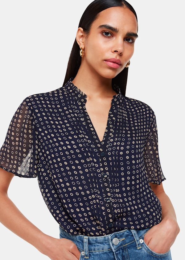 Spotted Hoop Frill Blouse