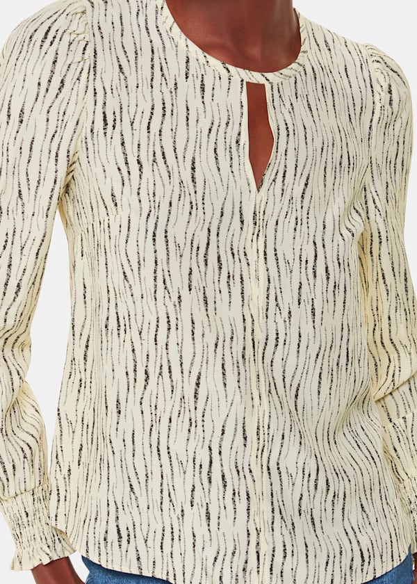 Ivory Shibori Stripe Detail Blouse