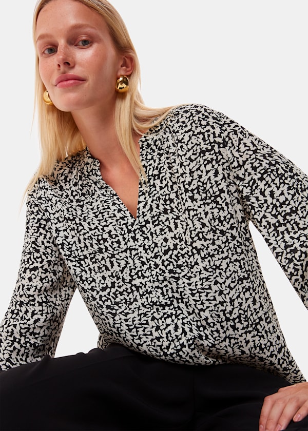 Black Scribble Print Blouse