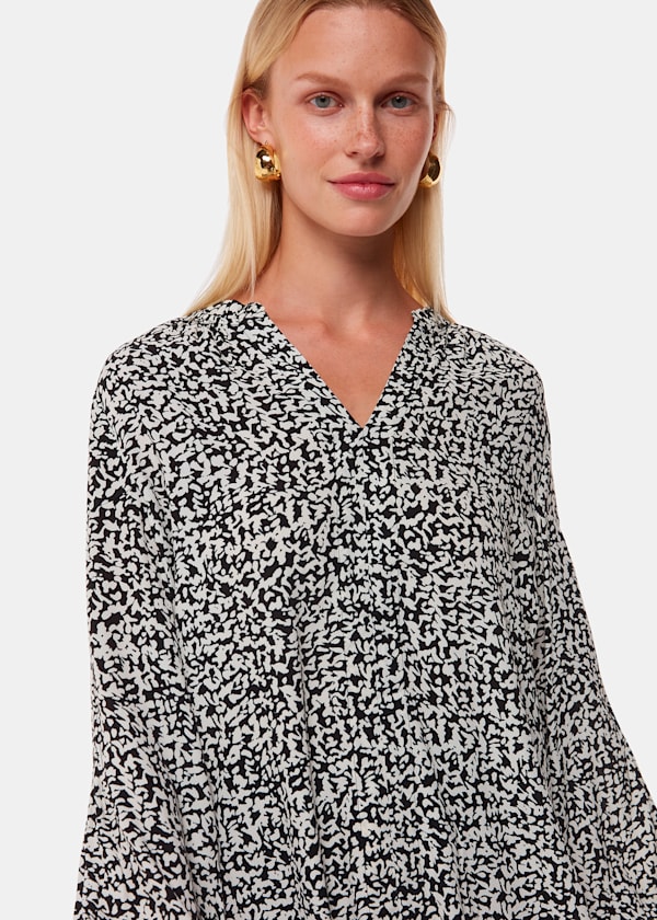Black Scribble Print Blouse