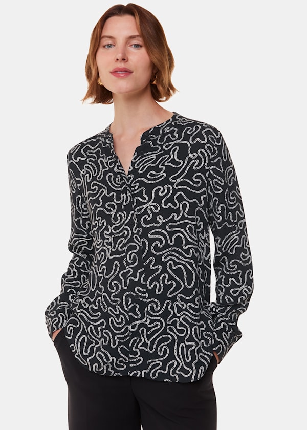 Black Chain Print Shirt