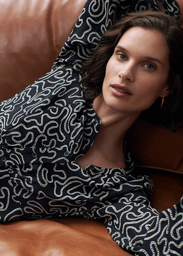 Black Chain Print Shirt