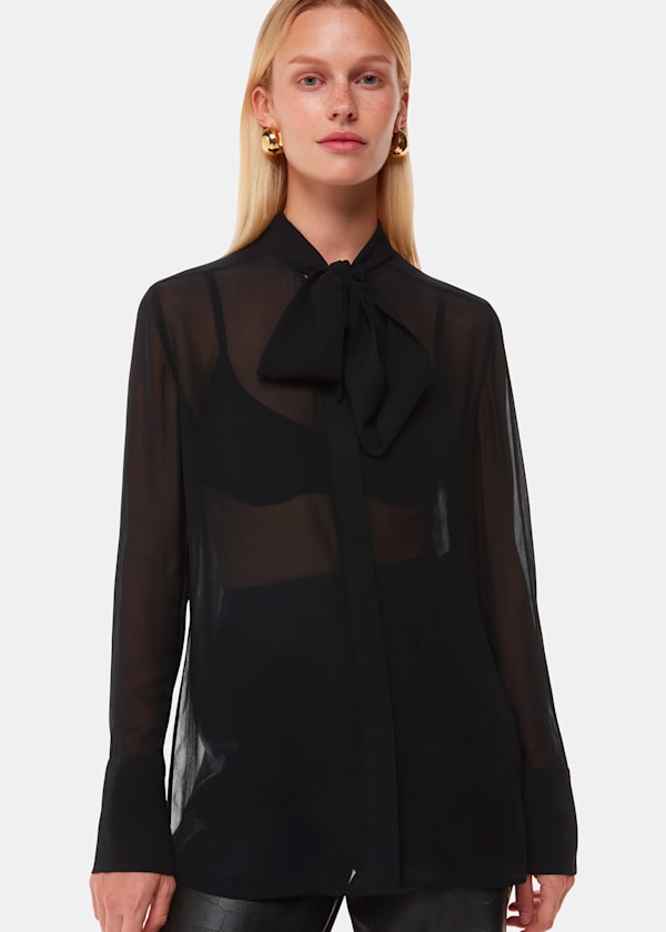 Black Amy Tie Detail Blouse