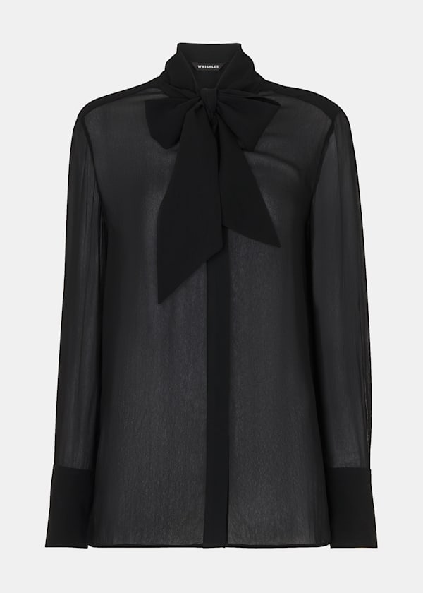 Black Amy Tie Detail Blouse