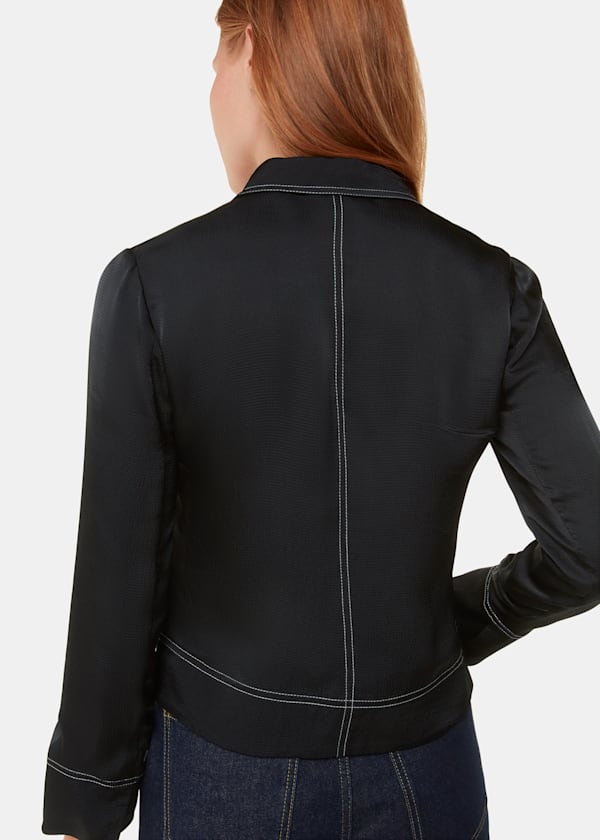 Black Top Stitch Detail Shirt