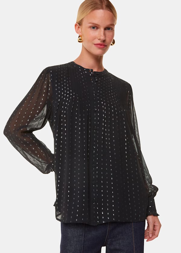 Black Metallic Stripe Shirt