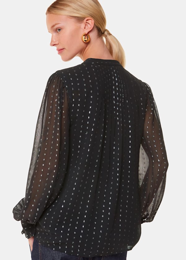 Black Metallic Stripe Shirt