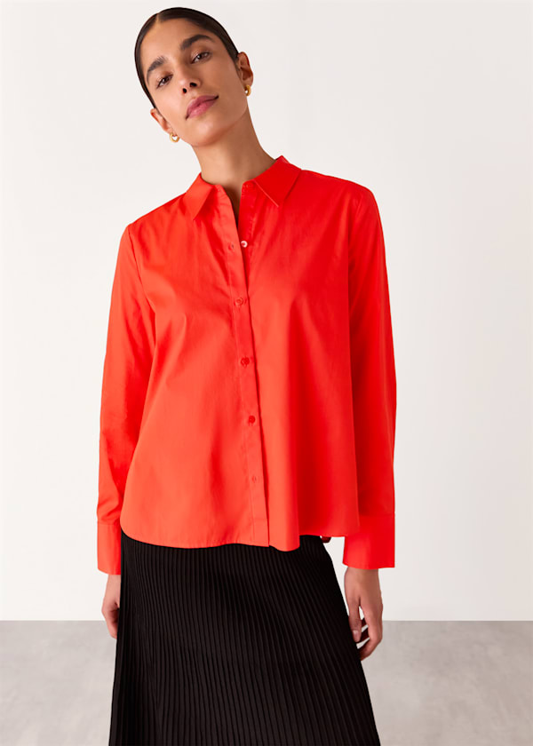 Red Boxy Cotton Shirt