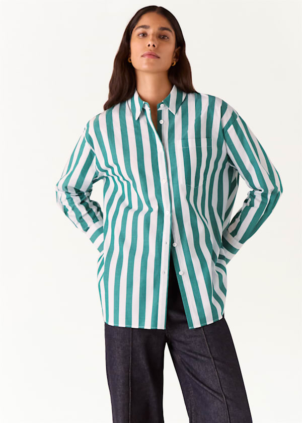 Green Stripe Oversized Shirt