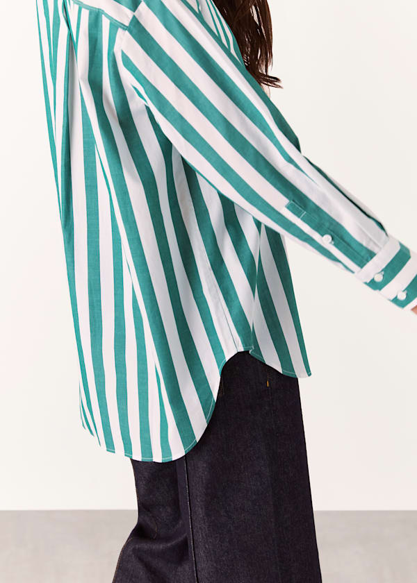 Green Stripe Oversized Shirt