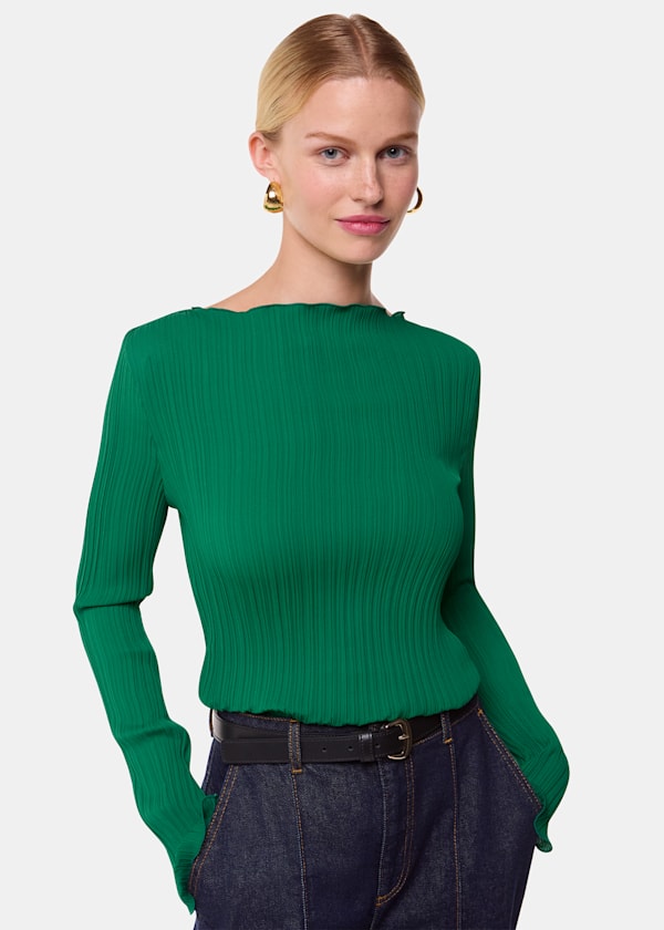 Green Elsa Plisse Top