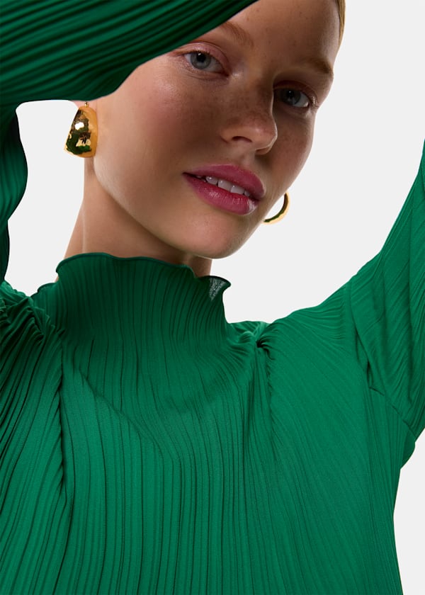 Green Elsa Plisse Top