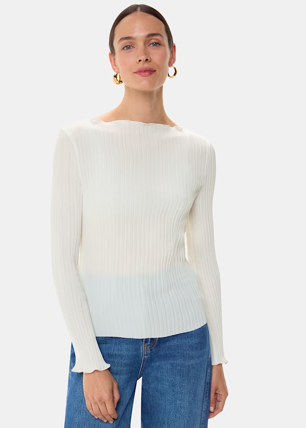Ivory Elsa Plisse Top